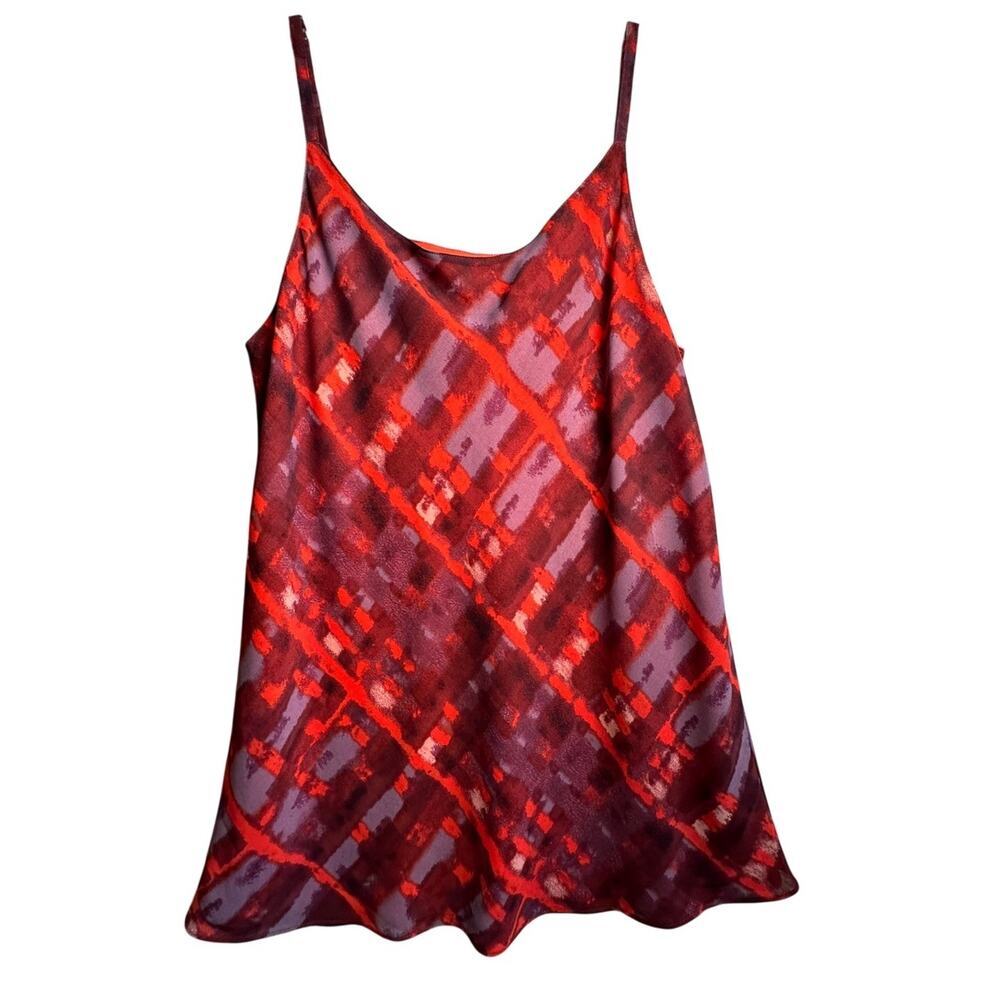 CABI Tank Top Shell Sz M Red Printed Layering‎ Adjustable Career Business Casual - Picture 8 of 16